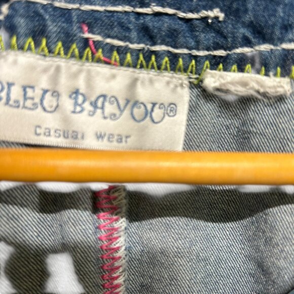 Vintage Sequin Embroidered Floral Open Front Denim Jean Jacket Size XL - Picture 5 of 5